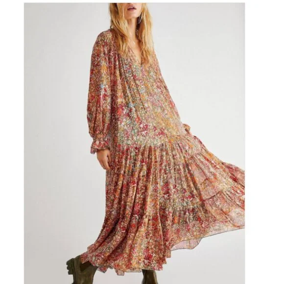 NWT Free People Feelin' Groovy Maxi Dress NO LINER Women's Size XL - Picture 4 of 9